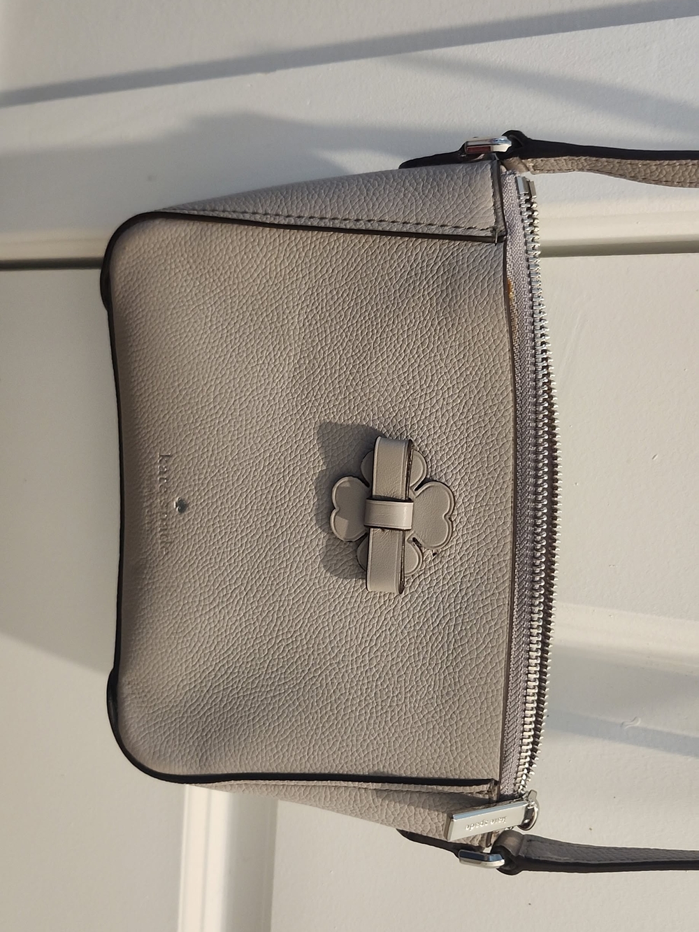 Kate Spade Pebbled Leather Crossbody - Light Gray